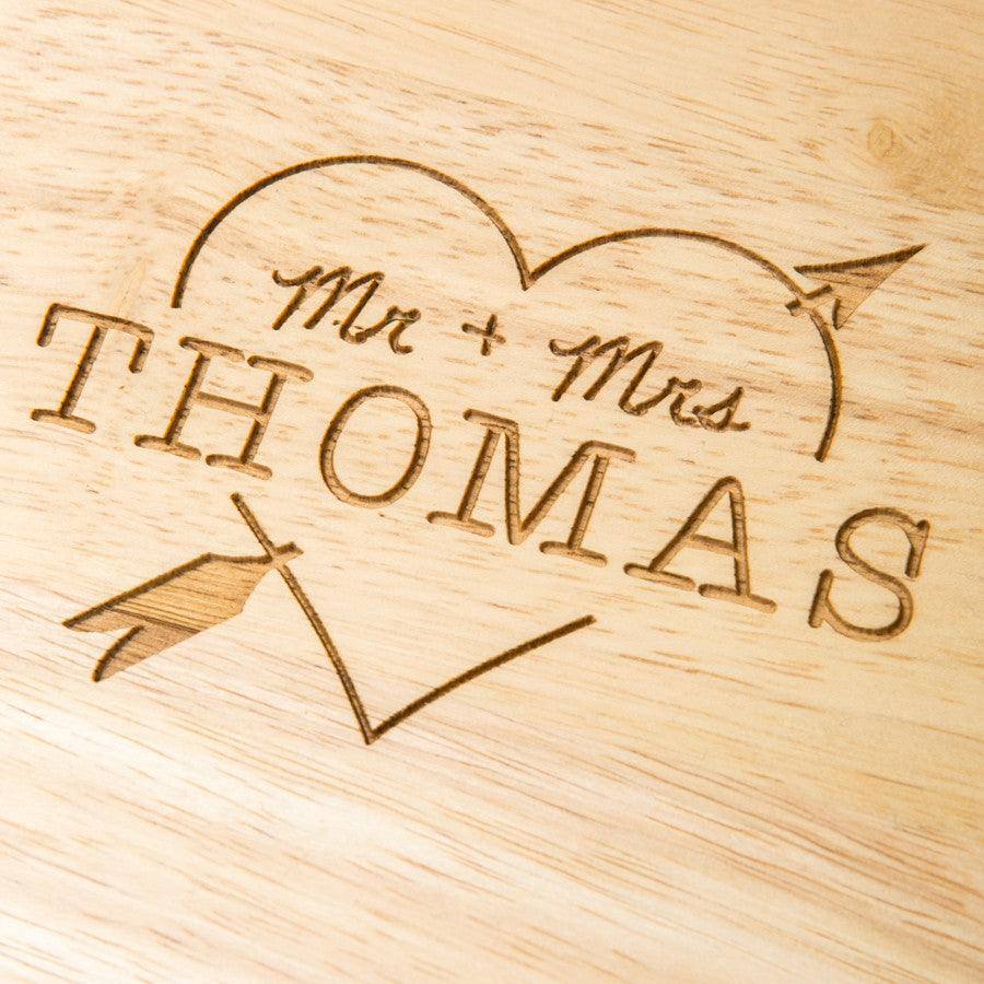 Personalised Heart And Arrow Round Chopping Board - Dustandthings.com