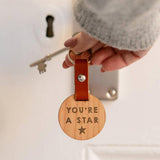 Engraved 'You're A Star' Wooden Keyring For Teachers - Dustandthings.com