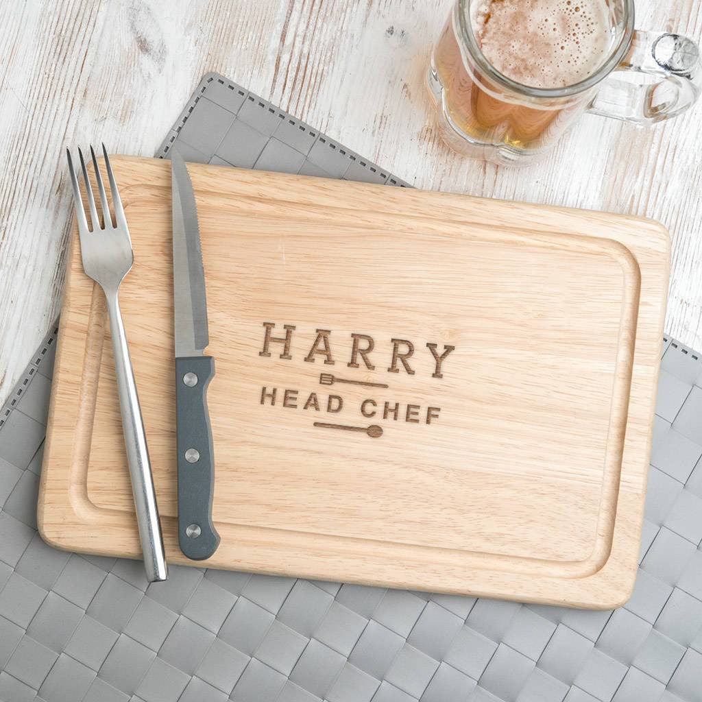 Mens 'Head Chef' Personalised Chopping Board - Dustandthings.com