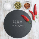 Personalise Chefs Serving Round Natural Slate Board - Dustandthings.com