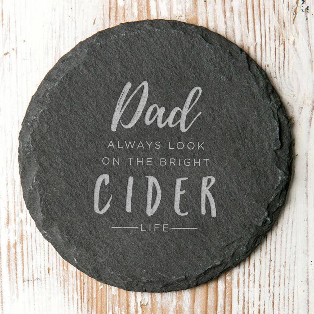 Personalised Coaster 'Bright Cider Life' Natural Slate - Dustandthings.com