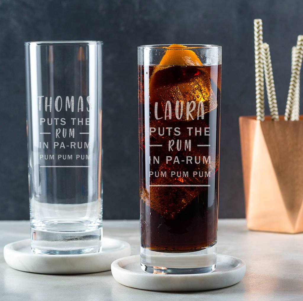 Personalised Christmas Rum Highball Glass For Him - Dustandthings.com