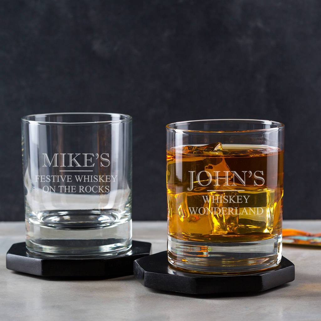 Personalised Christmas Whisky Tumbler Glass For Him - Dustandthings.com