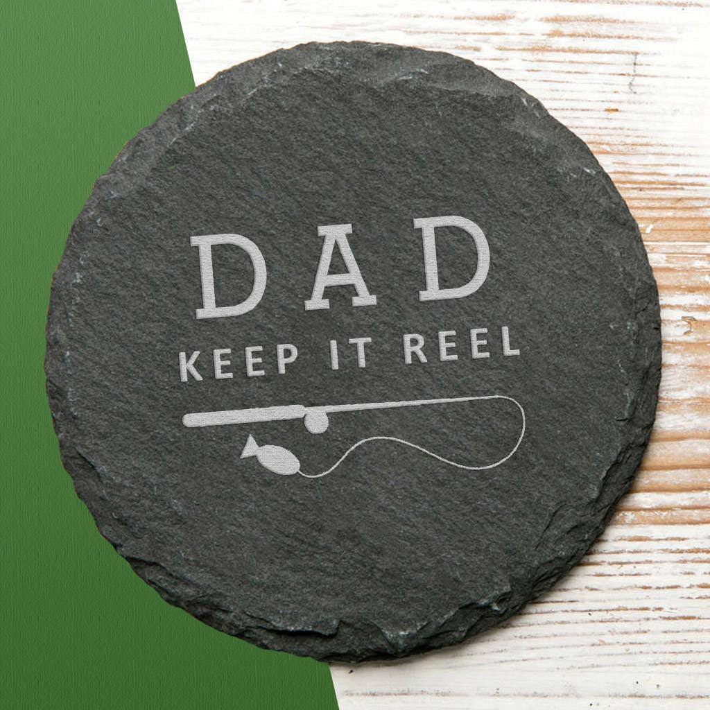 Personalised Funny Fishing Pun Slate Coaster Dust and Things