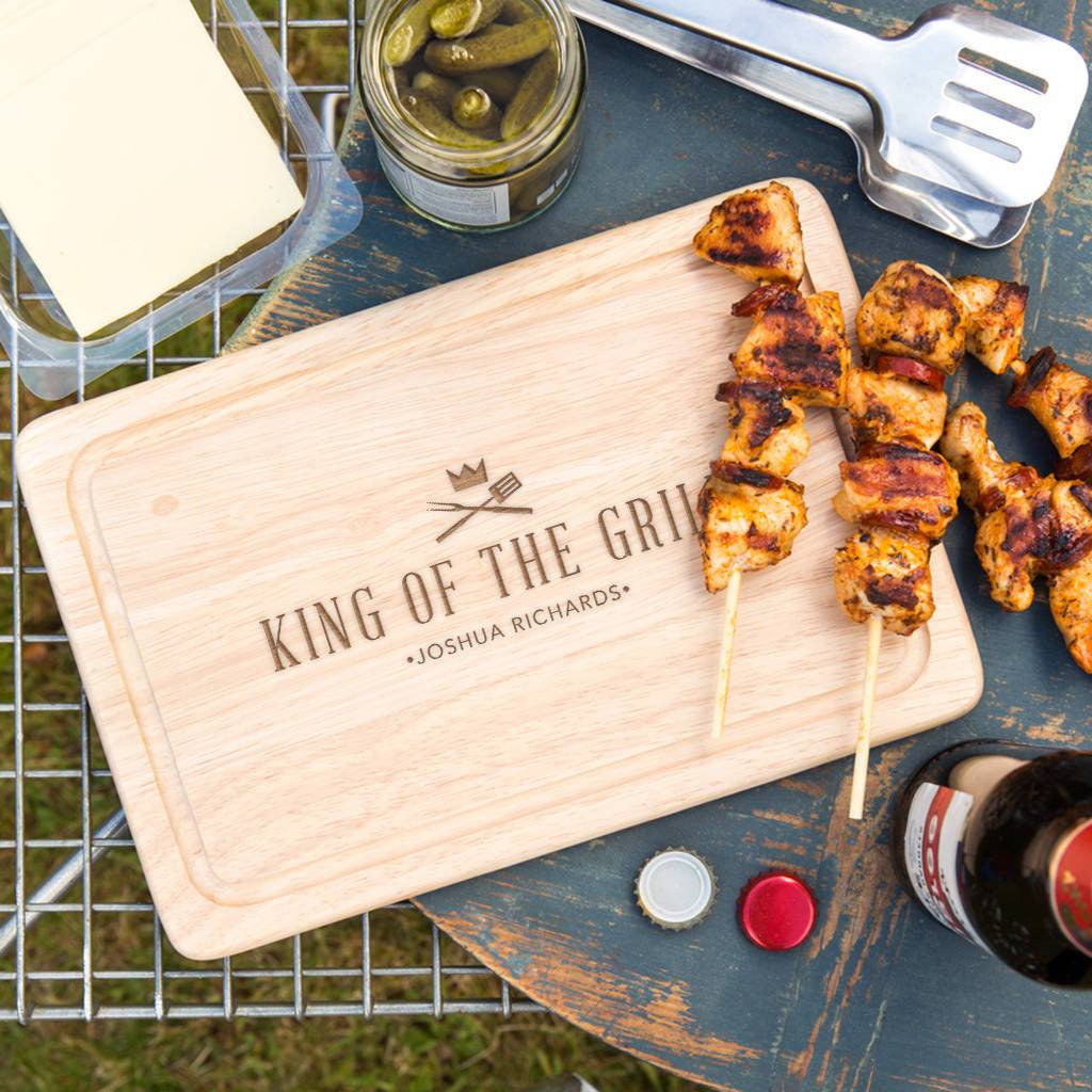Personalised 'King Of The Grill' Wooden Chopping Board - Dustandthings.com