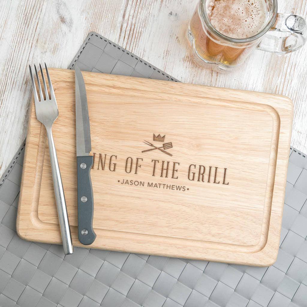 Personalised 'King Of The Grill' Wooden Chopping Board - Dustandthings.com