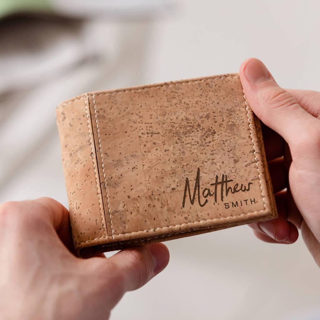 Personalised Name Vegan Cork Wallet For Him - Dustandthings.com