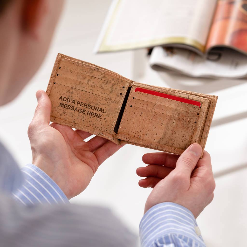 Personalised Name Vegan Cork Wallet For Him - Dustandthings.com