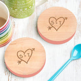 Personalised Set Of Two Carved Heart Coasters - Dustandthings.com