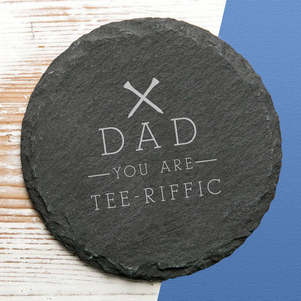 Personalised 'Tee-Riffic' Golf Pun Slate Coaster - Dustandthings.com