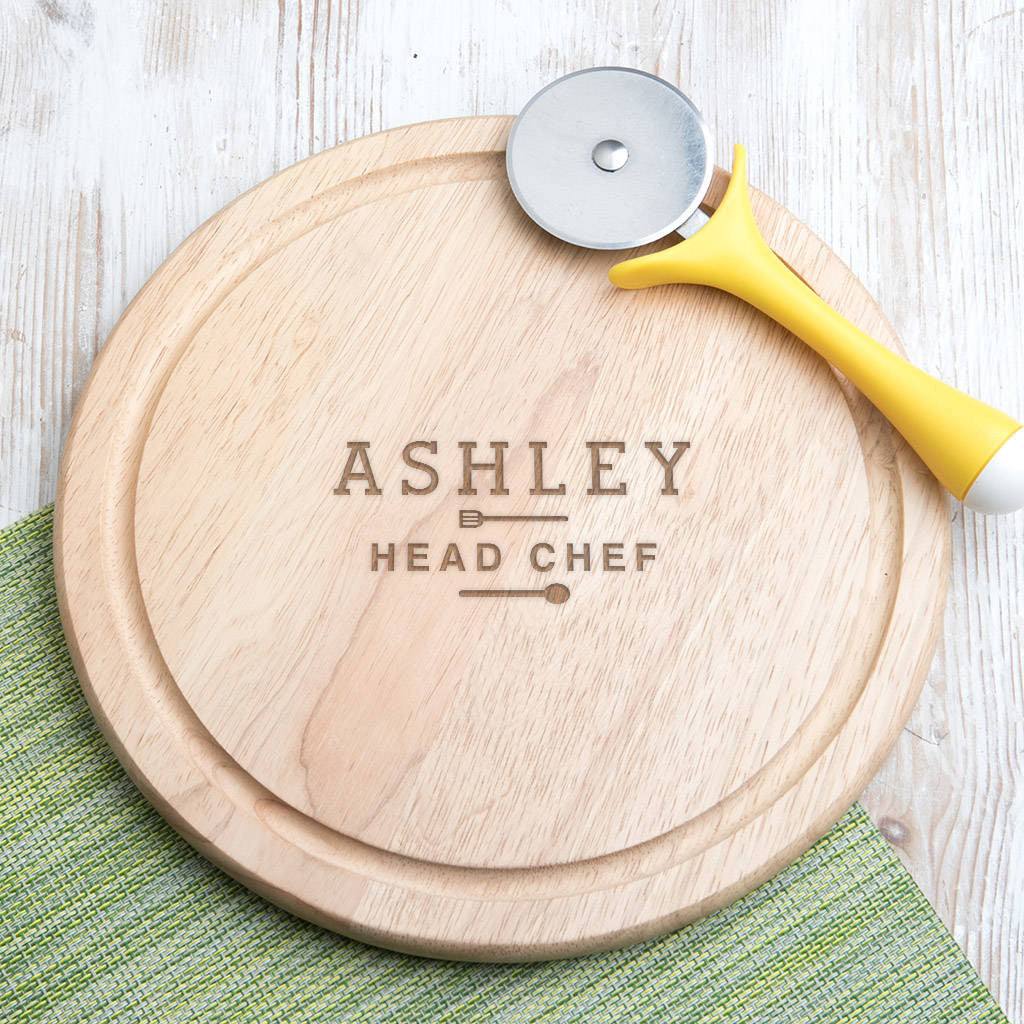 Personalised 'Head Chef' For Him Round Chopping Board - Dustandthings.com
