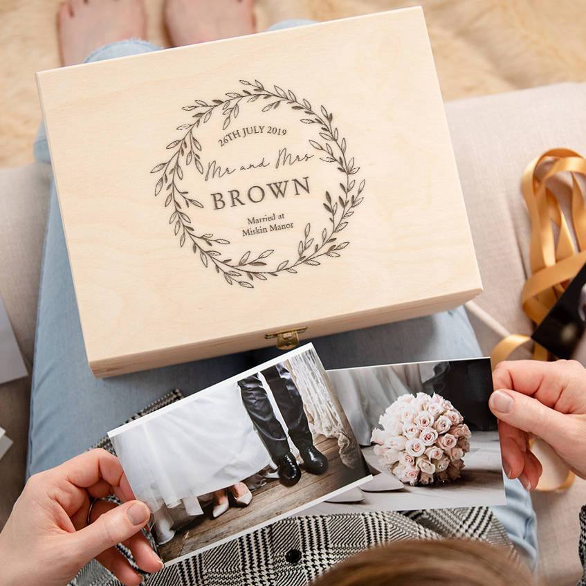 Personalised Wooden Wedding Keepsake Box For Couples - Dustandthings.com