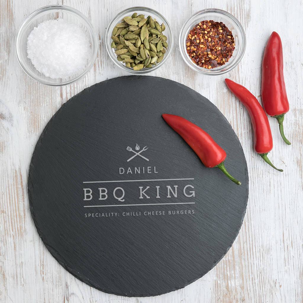 'Bbq King' Large Round Slate Serving Board - Dustandthings.com