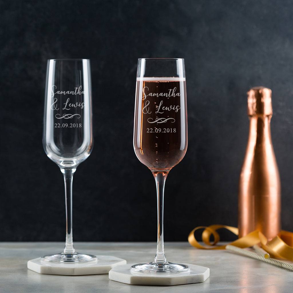 Customized champagne deals flutes