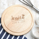Personalised 'Queen Of Cakes' Round Baking Board - Dustandthings.com