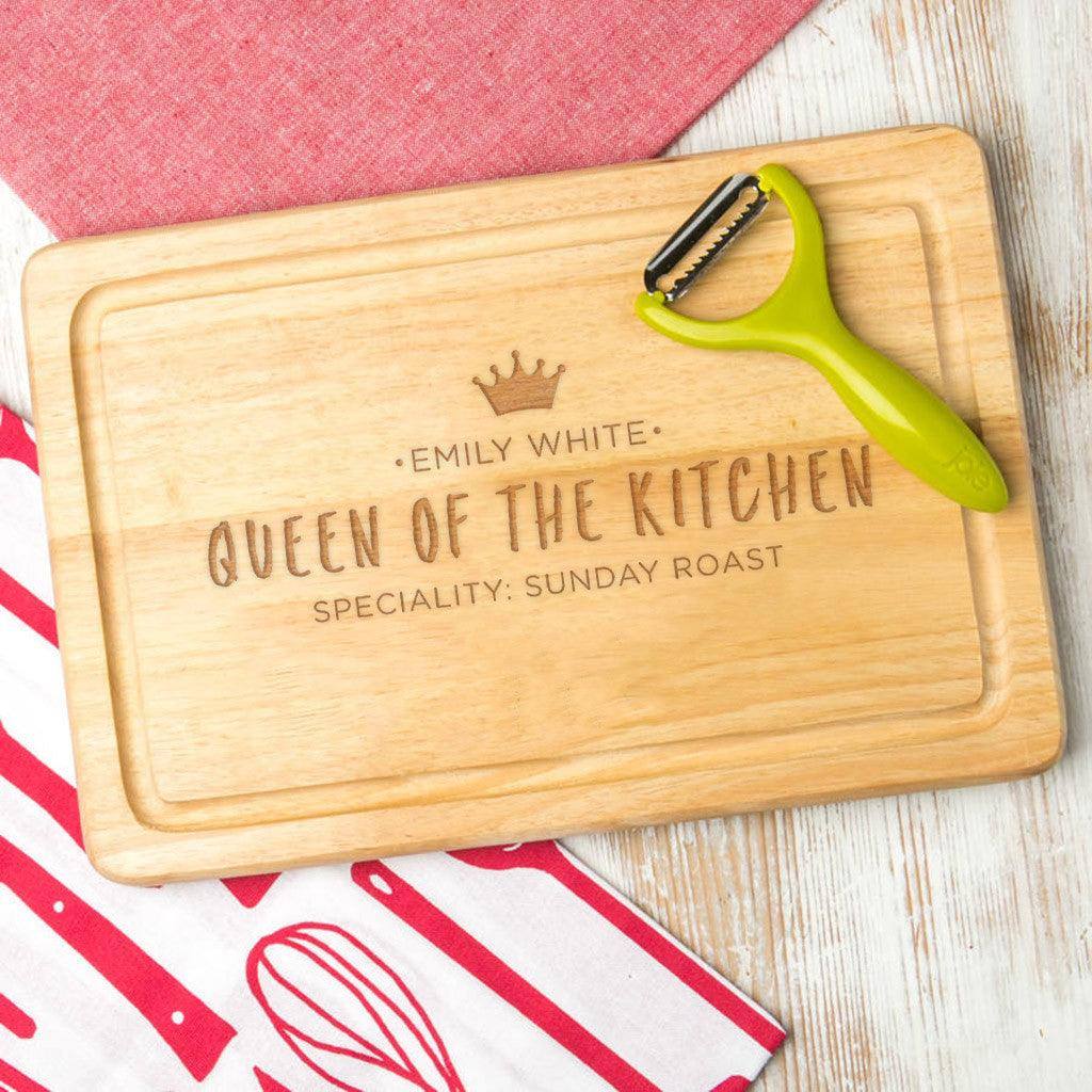 Personalised 'Queen Of The Kitchen' Chopping Board - Dustandthings.com