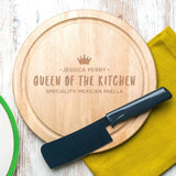 Personalised 'Queen Of The Kitchen' Round Board - Dustandthings.com