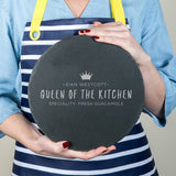 Personalised 'Queen Of The Kitchen' Round Serving Board - Dustandthings.com