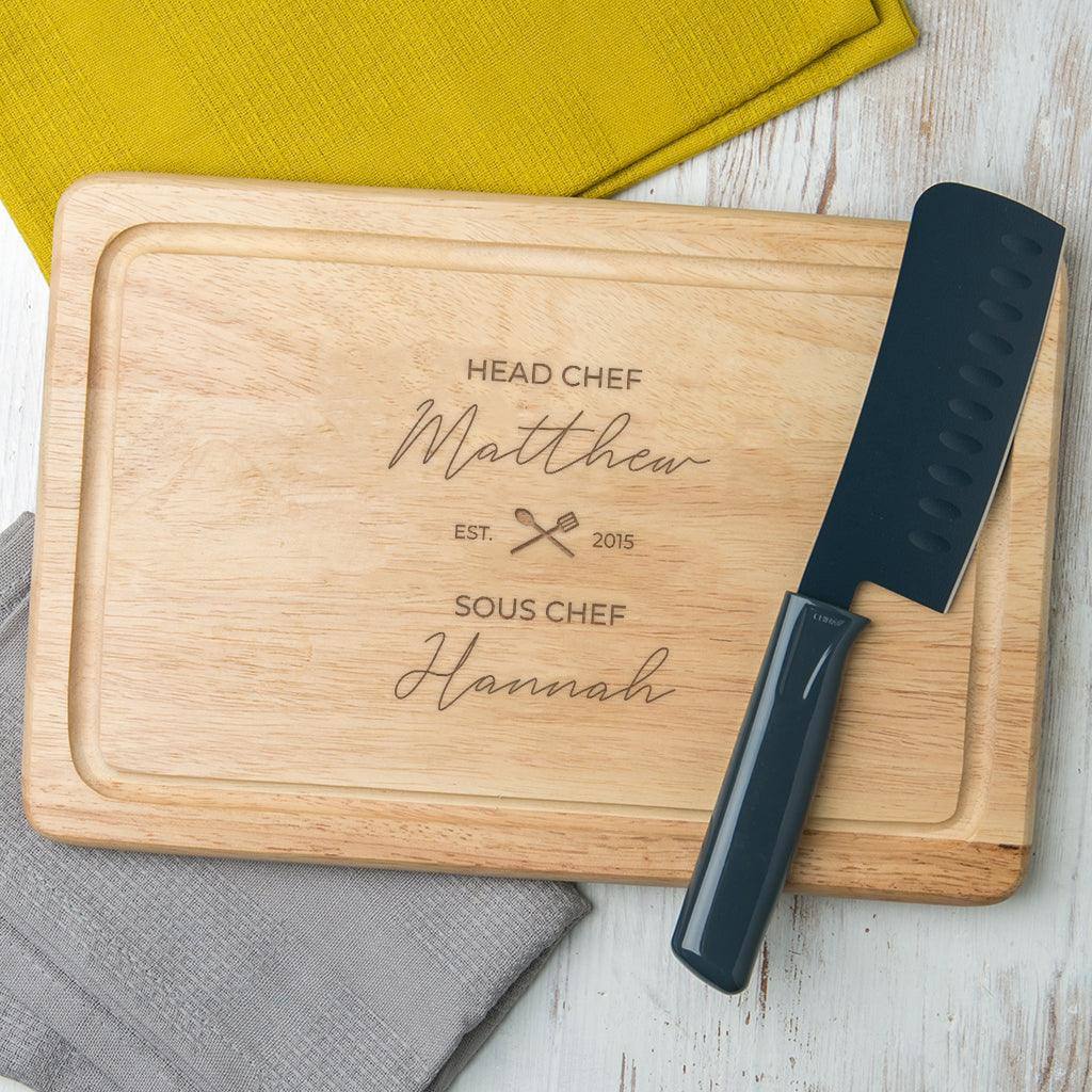 Personalised Head Chef / Sous Chef Board For Couples - Dustandthings.com